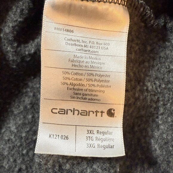 Carhartt Men's Grey Loose Fit Midweight Hooded Sweatshirt K121 Size 3XL - Picture 9 of 13